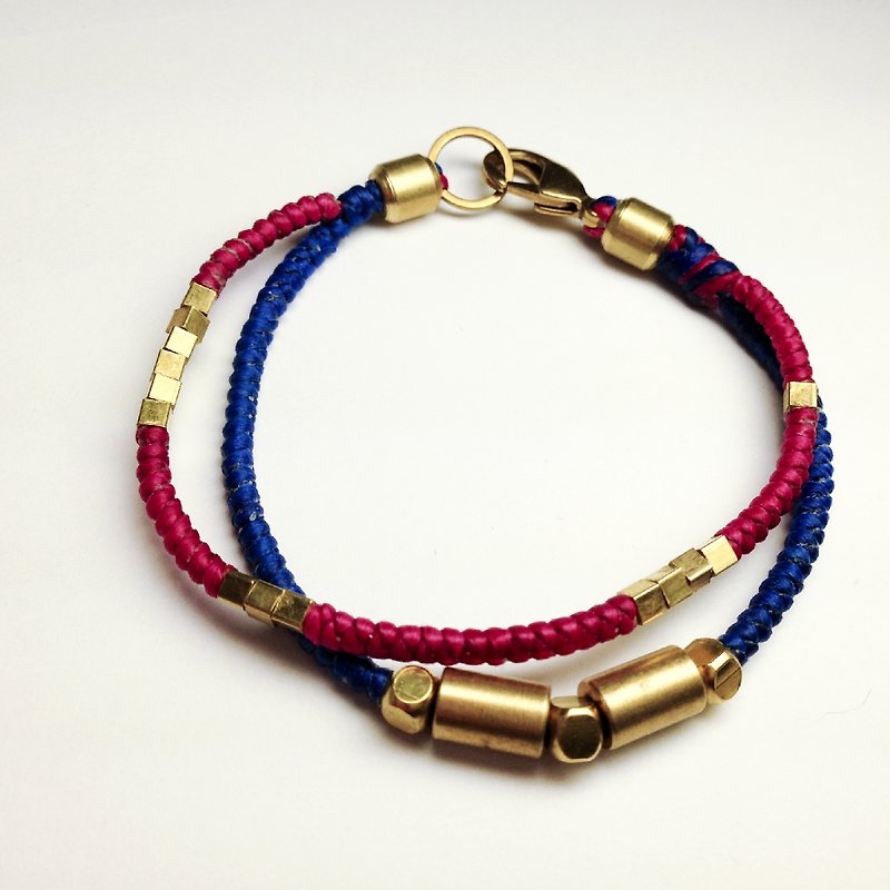 Jump in time and space. Double Series ◆ Sugar Nok ◆ hand made Bronze wire bracelet Wax - Bracelets - Waterproof Material Blue