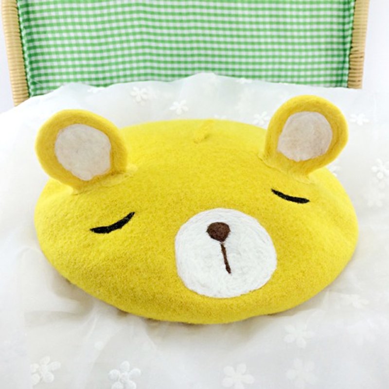Original handmade cartoon bear yellow hat new winter hat wool hat - หมวก - ขนแกะ สีเหลือง