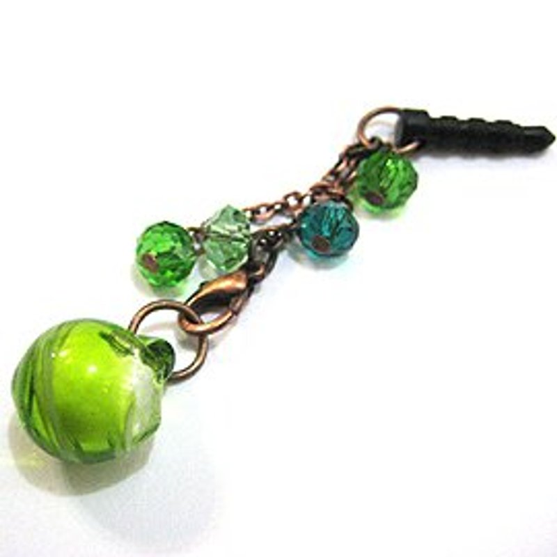 Mini glass fragrance ball phones dust plug (bright green) - Headphones & Earbuds - Glass Green