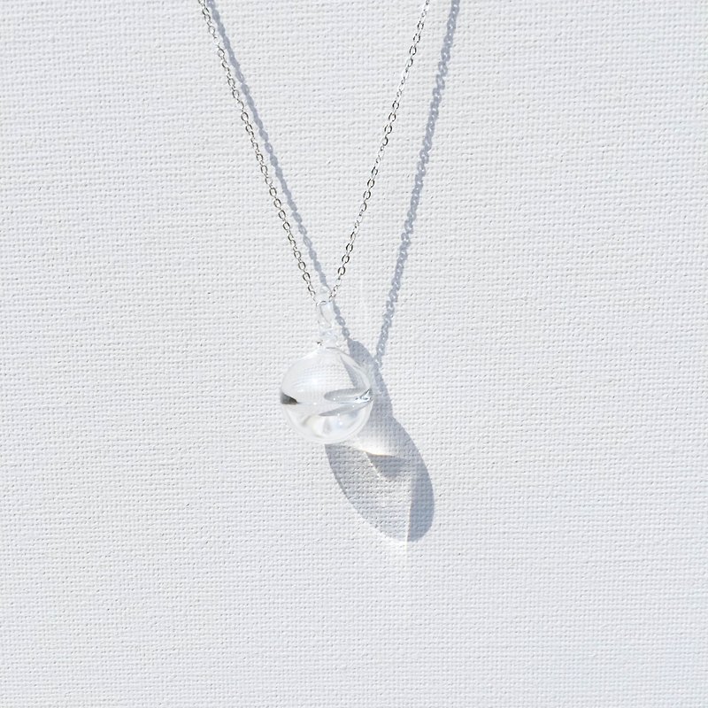 玻璃墜飾 銀項鍊 小水珠款 精緻之禮 - 項鍊 - 玻璃 白色