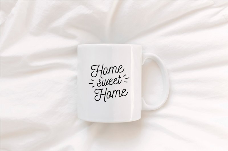 White cup (330ml) home sweet home. - Mugs - Other Materials 