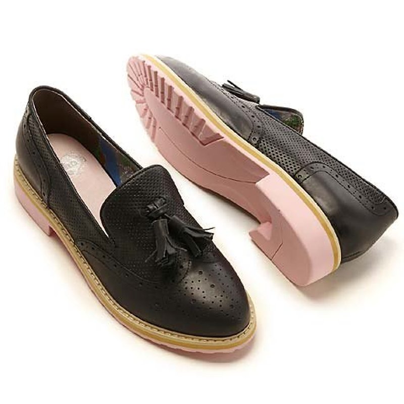 e'cho. Sweet Play foundation color flow Sule Fu black shoes ║Ec14 personality - Women's Casual Shoes - Genuine Leather Black