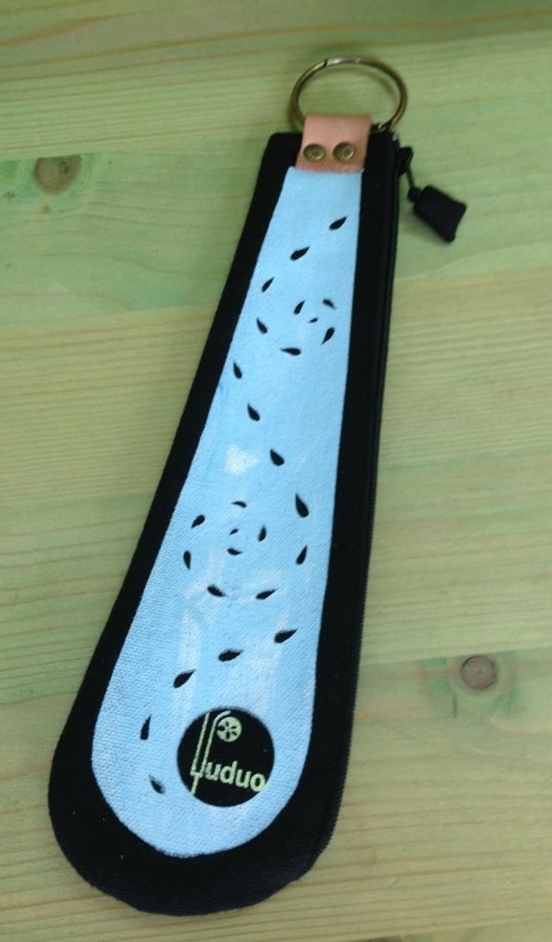小雨滴愛旅行‧筷袋(黑色).也可當筆袋，皮製部分會改用縫的。 - 筷子/筷架 - 其他材質 黑色