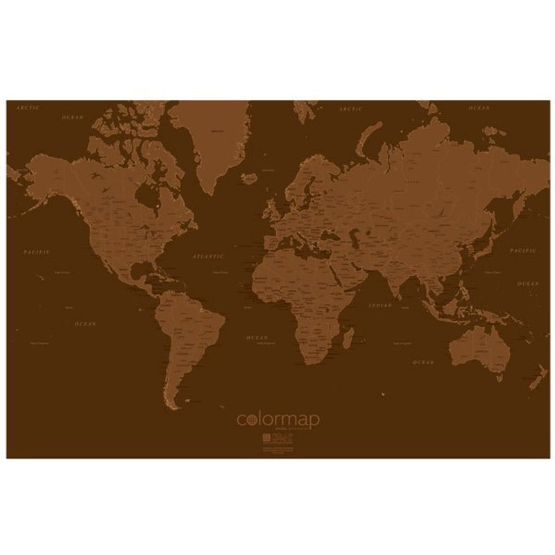 『環遊世界 追夢第一步』Color Map / 彩色世界地圖 / 巧克力版 - 壁貼/牆壁裝飾 - 紙 咖啡色