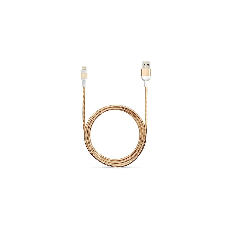 Peik Lightning - USB Metal Braided Transmission Line 3M Gold 4714781444040 - Other - Other Metals Gold