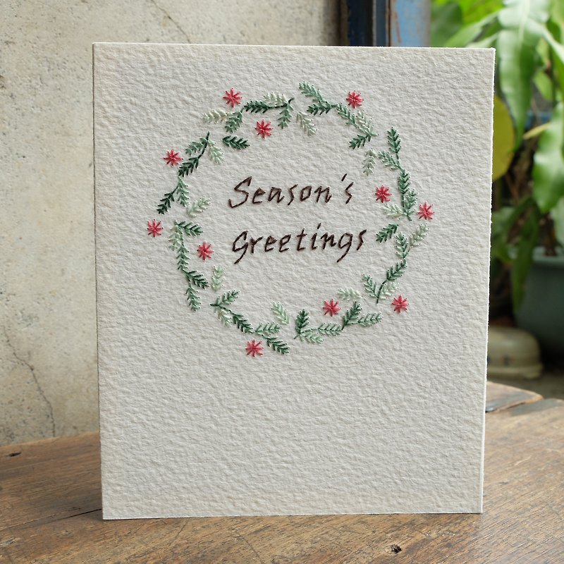 [paper embroidered card] Christmas / New Year greeting card - Cards & Postcards - Paper 