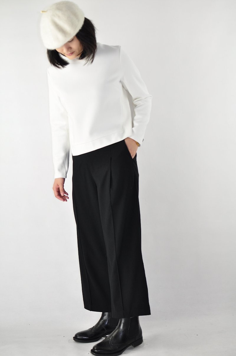 Flat 135X Taiwanese designers spring Refreshing paragraph wide pants cut neat modified leg type of car side wide pants pants loose and comfortable classic good with a limited time 20% off New Year party Valentine's Day outfit - Women's Pants - Other Materials Black
