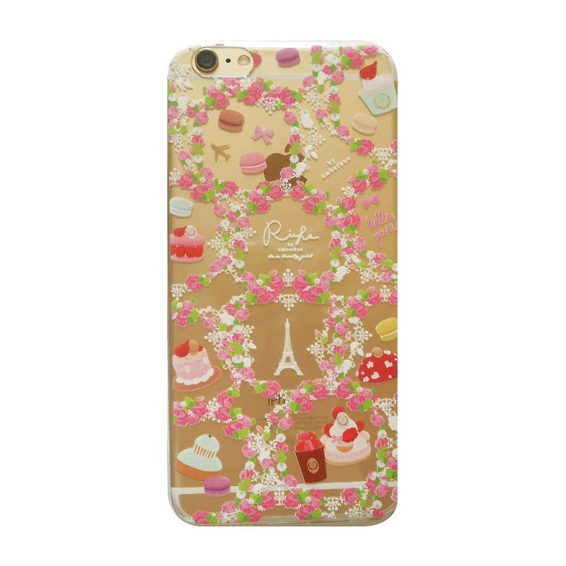 甜點玫瑰花環水晶手機軟殼 - 手機殼/手機套 - 矽膠 粉紅色