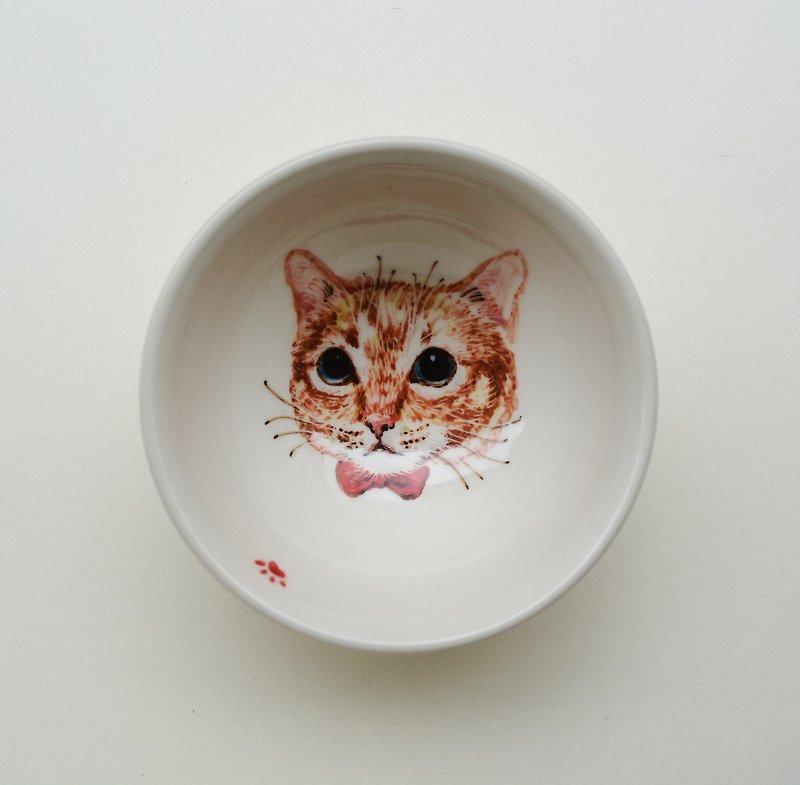 Hand-painted small tea cup-little orange cat - Teapots & Teacups - Porcelain Orange
