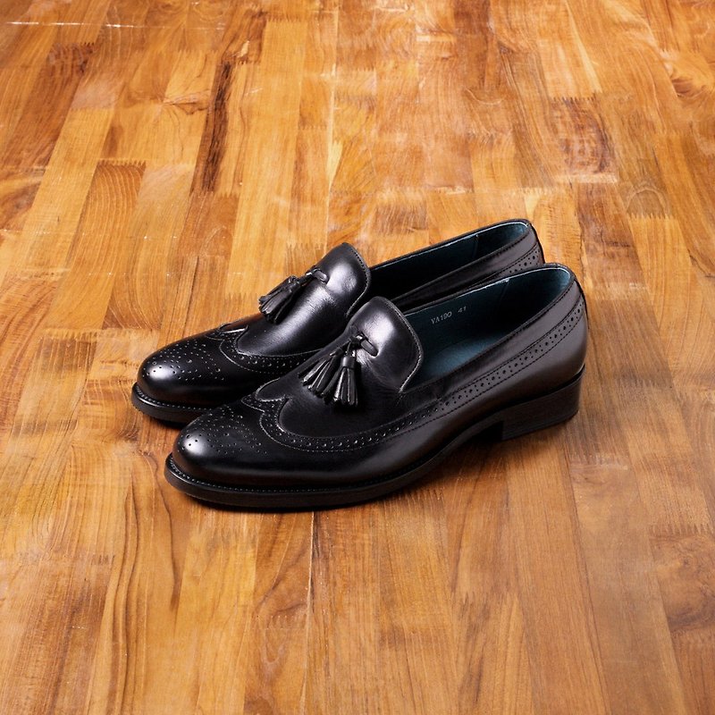 立派全体翼パターン彫りブラックローファーVa190‧古典的なタイプのVangerエレガントな美しさ - オックスフォード靴 メンズ - 革 ブラック