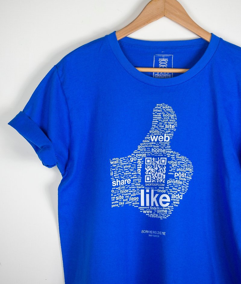 Tusuo customized map T-QR CODE T Scan me and like me SCAN ME and LIKE ME - Women's T-Shirts - Cotton & Hemp Blue