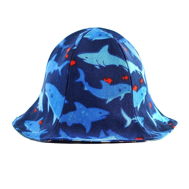 小牛村 Calf Village 漁夫帽 雙面 手工帽 遮陽帽 鯊魚 {本草綱目‧鱗四‧鮫魚}【H-124】 - 帽子 - 其他材質 藍色