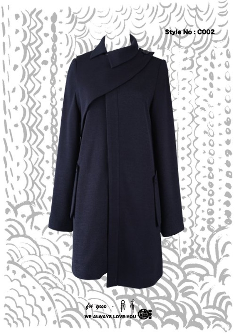 [甫月 fu yue] 單側披肩外套式大衣 C002 - 女大衣/外套 - 其他材質 