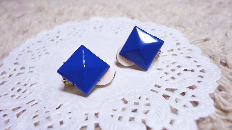NiCorn hand made - Great Rock Season - indigo bottom rivet retro earrings (ear clip-on) - Earrings & Clip-ons - Other Materials Blue