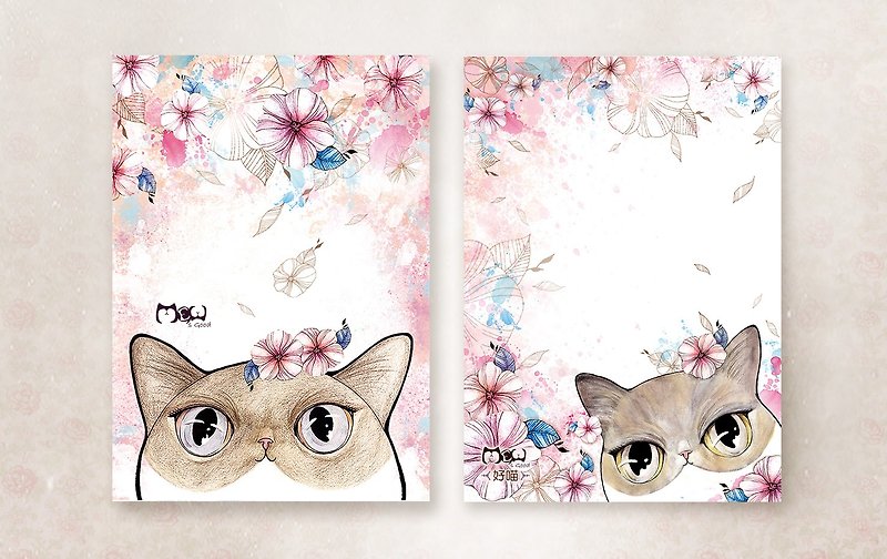 Good Meow Hand-painted Postcard-Peekaboo - การ์ด/โปสการ์ด - กระดาษ 