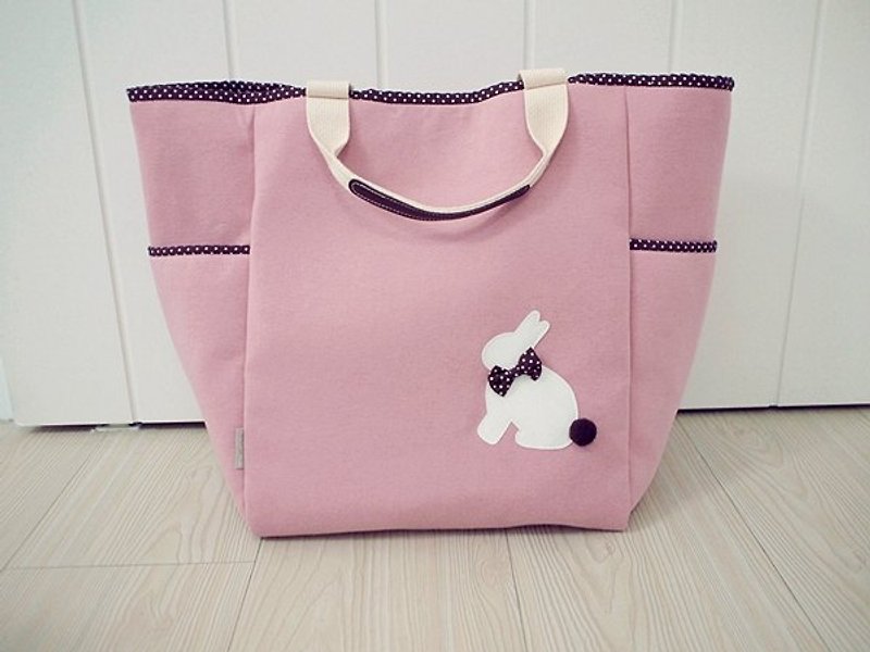 hairmo. Tie rabbit 2way Tote (lotus) - Messenger Bags & Sling Bags - Other Materials Pink