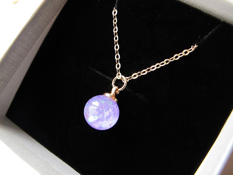 ＊Rosy Garden＊ Light purple glitter with water inisde glass ball necklace - สร้อยคอทรง Collar - แก้ว สีม่วง