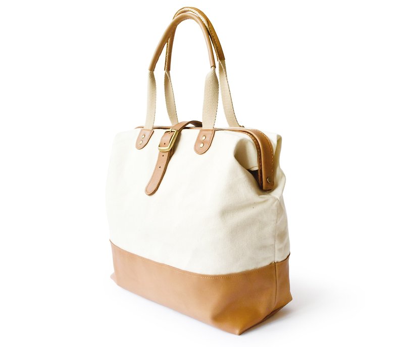 Canvas Sole doctor bag / handbag / portable shoulder of dual-use package - กระเป๋าถือ - หนังแท้ สีนำ้ตาล