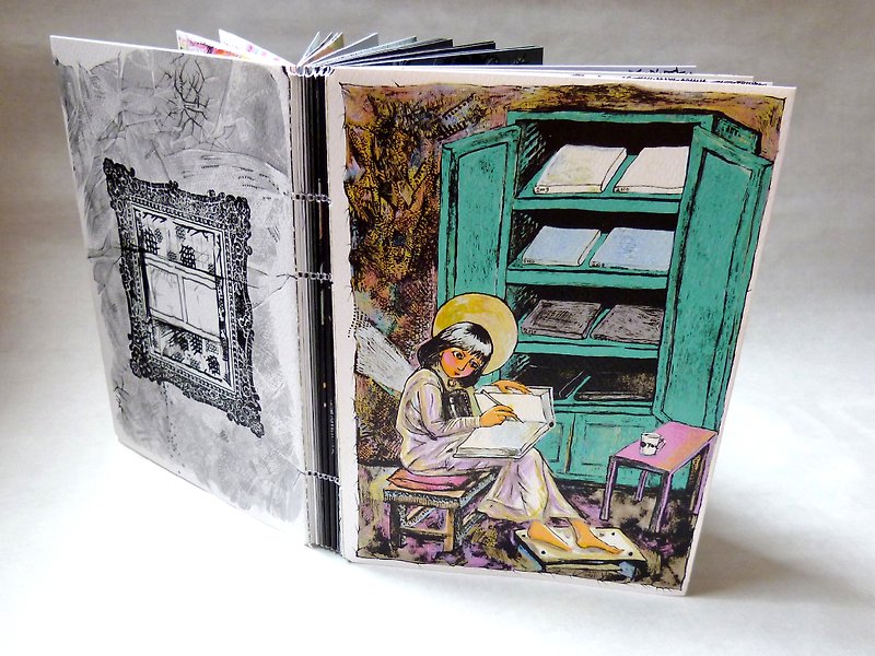 W-LB-G-B-B-G-LB-W Artist's Book - Travel Sketchbook - Comic Book 1st Edition - Indie Press - Paper Multicolor