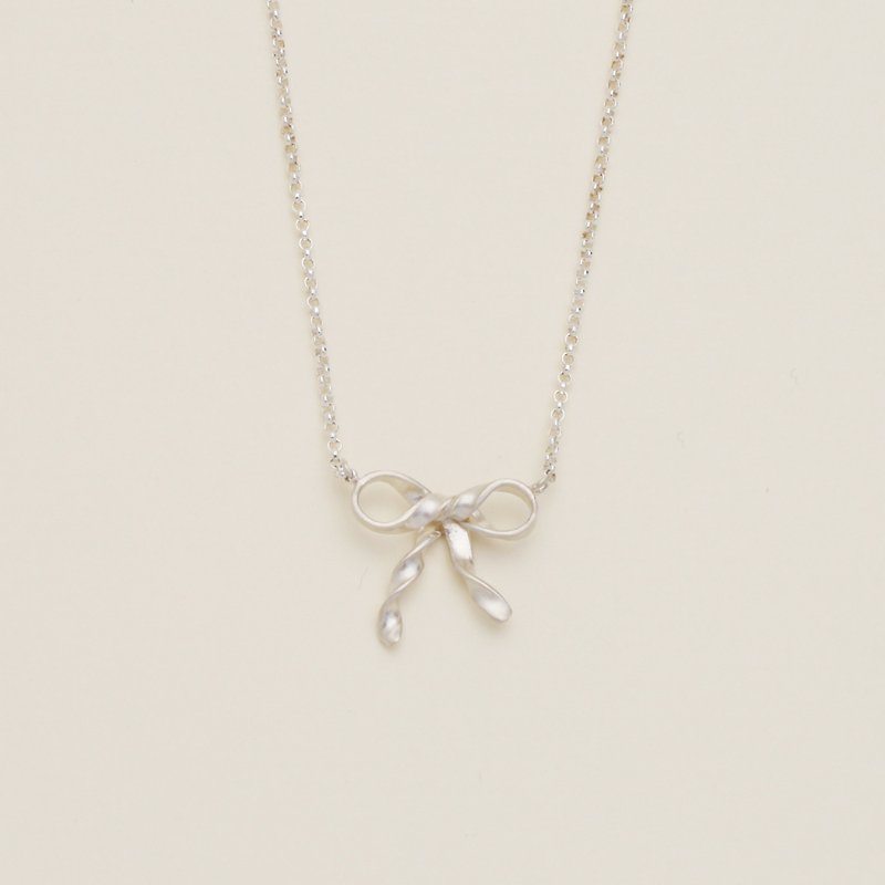 Ribbon Bow Necklace - Necklaces - Sterling Silver Gray