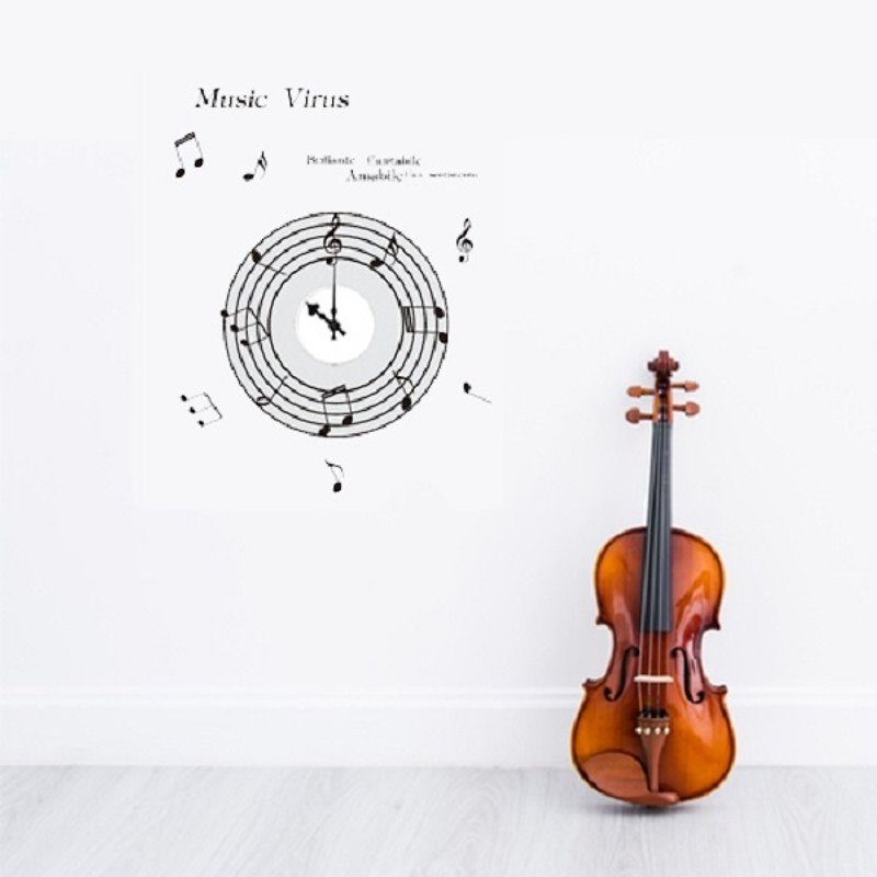 Smart Design creative seamless wall stickersMusic clock (including movement) 8 colors available - Wall Décor - Plastic Green
