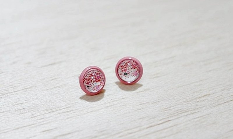 Time Gemstone<Pink Paint Earrings>-Ear Pin Type-Limited X1- - Earrings & Clip-ons - Acrylic Pink