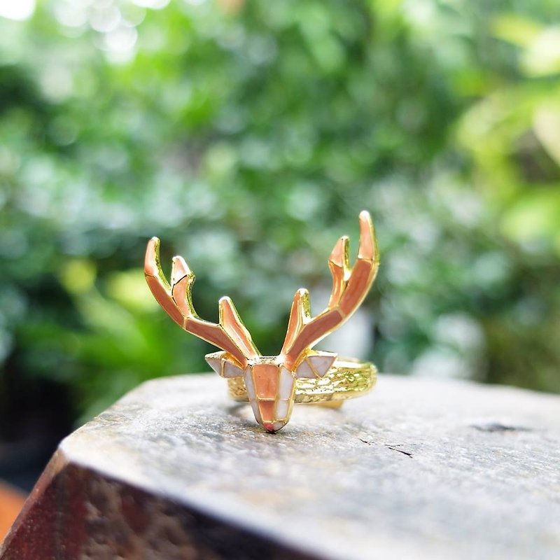 Glorikami Brown Deer Origami Ring - แหวนทั่วไป - โลหะ สีนำ้ตาล