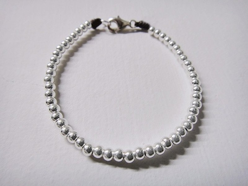 925純銀 銀珠 蠶絲蠟線 - 手鍊/手環 - 其他金屬 白色