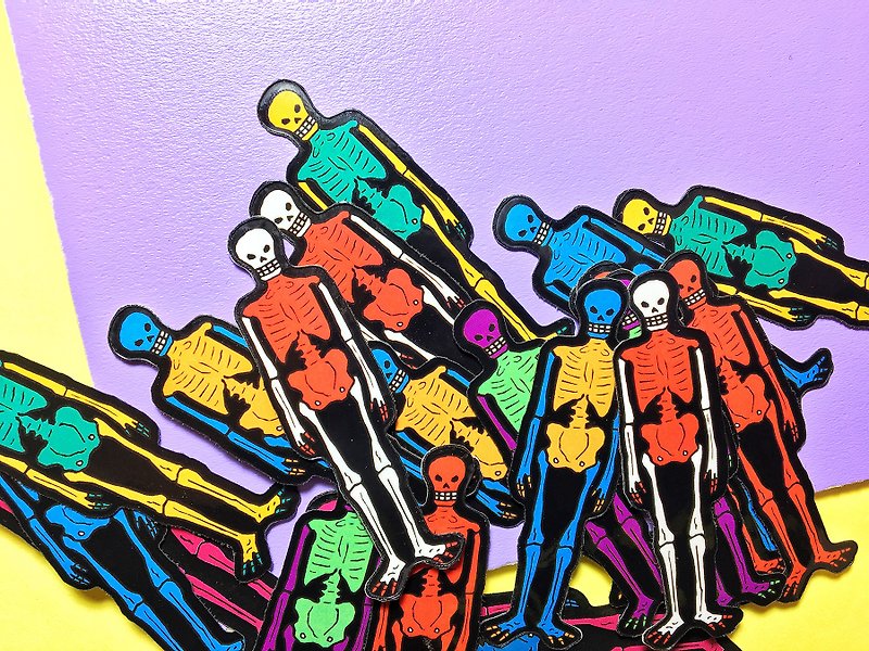 Colorful Skeleton Man // Sticker (Buy one get one free) - Stickers - Paper Multicolor