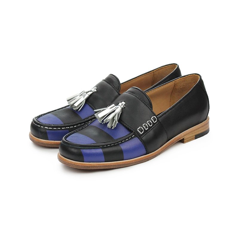 Loafers shoes Mad Hatter M1112 Blue Stripe - รองเท้าอ็อกฟอร์ดผู้ชาย - หนังแท้ สีน้ำเงิน