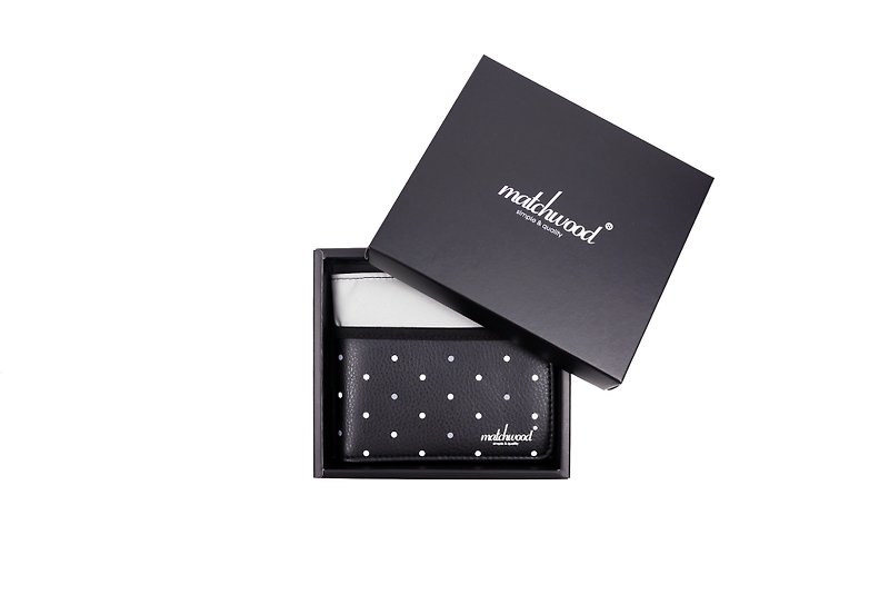 Matchwood Design Matchwood Positive Wallet Wallet Short Wallet Wallet Denim Reflective Polka Dot Leather Black 3M Reflective Special Edition - Wallets - Other Materials Gray