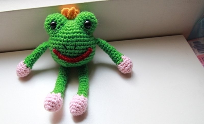 毛線娃娃, 大頭蛙, 毛線青蛙, 玩偶 - 寶寶/兒童玩具/玩偶 - 其他材質 綠色
