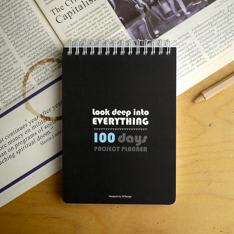 Goal ~ 100 days touchdown notebook! Deluxe Edition coil - Yao black - สมุดบันทึก/สมุดปฏิทิน - กระดาษ สีดำ