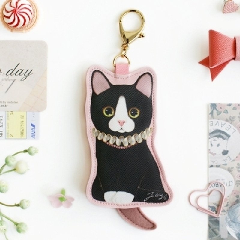 JETOY, Choo choo sweet cat doll key ring coin purse _Coco J1406905 - Keychains - Genuine Leather Multicolor