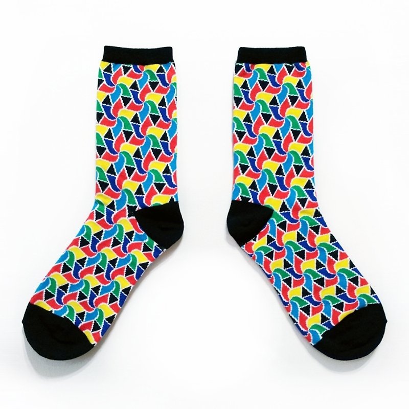 Warm spring, breeze blowing, childhood memories, windmill, bright summer, dazzled socks series - Socks - Cotton & Hemp Multicolor