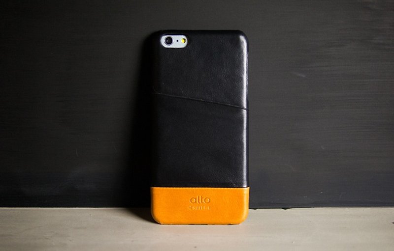 Alto iPhone 6 Plus/6S Plus Leather Phone Case Cover - Metro Raven Black/Caramel Brown - Purchase custom-made text Lei - เคส/ซองมือถือ - หนังแท้ สีนำ้ตาล