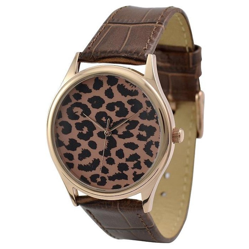 豹紋手錶(玫瑰金) - 女裝錶 - 其他金屬 咖啡色