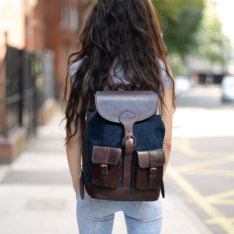 Pablo blue suede shoulder bag - Backpacks - Paper Blue