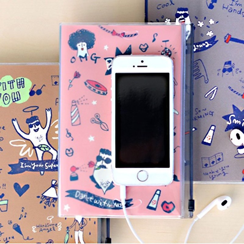 . Dessin x bookfriends-Mr Chi month 约翰帕斯里 illustration Touch phone - dance, BZC25033 - สมุดบันทึก/สมุดปฏิทิน - กระดาษ สึชมพู