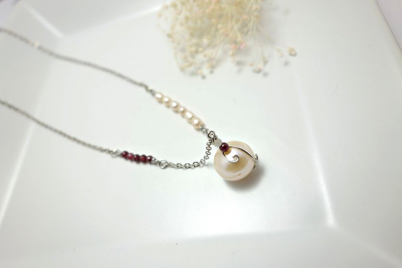◎真珠のネックレス赤ザクロステンレス鋼薄いチェーン - ネックレス - 金属 