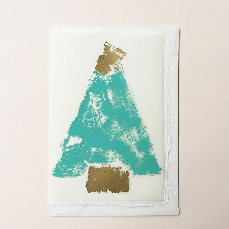 ドイツ製手作りスクリーン印刷カードブラシ クリスマスツリー | BETHGE - カード・はがき - 紙 グリーン