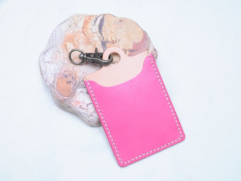 # Sets of documents "PUZZLE" Puzzle Series (Pink) Leather Card Holder / card holder / card sets employee / student ID card sets, new skin color match, the new stylish choice! | Free lettering | Taiwan and Hong Kong Free transport ~ - ID & Badge Holders - Genuine Leather Pink