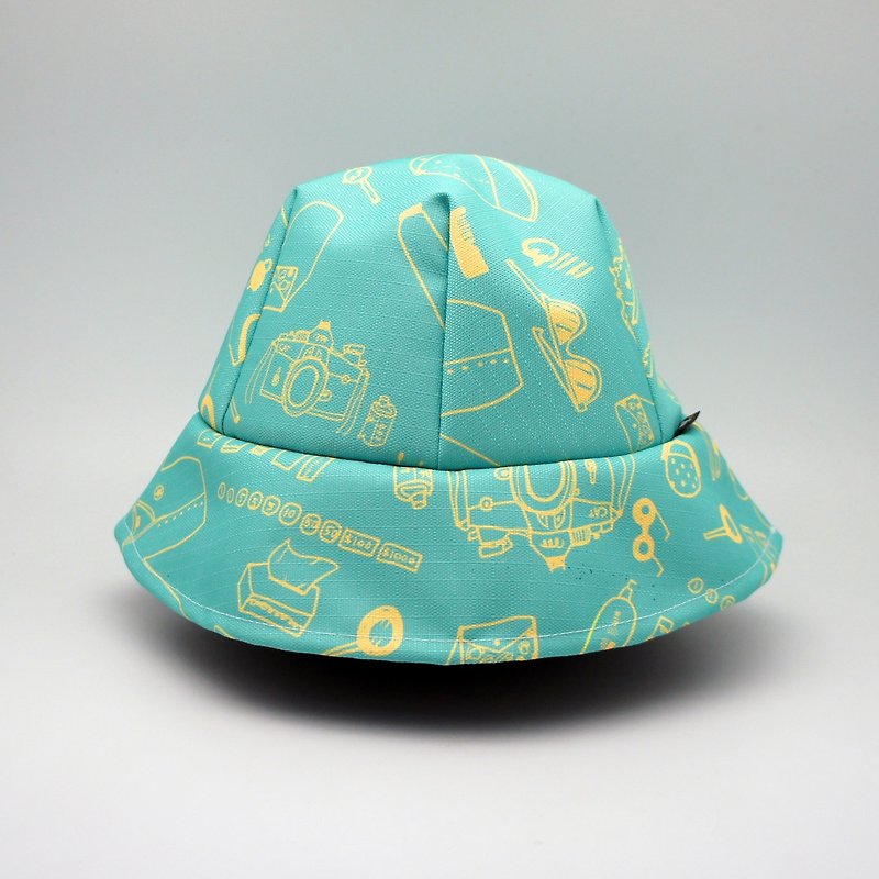 BLR 手作 印花 漁夫帽 Magai's 聯名款 夏季旅行 雙面戴 - 帽子 - 其他材質 綠色