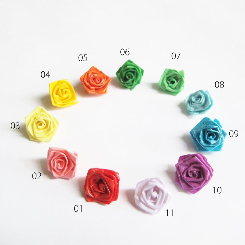 Sweet and Romantic Origami Rose Ear Pins (With Rainbow 11 colours) - Earrings & Clip-ons - Paper Multicolor