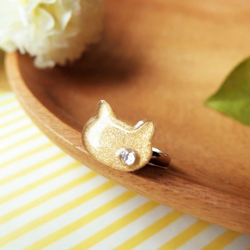 Meow gold cat ring - แหวนทั่วไป - พลาสติก สีกากี