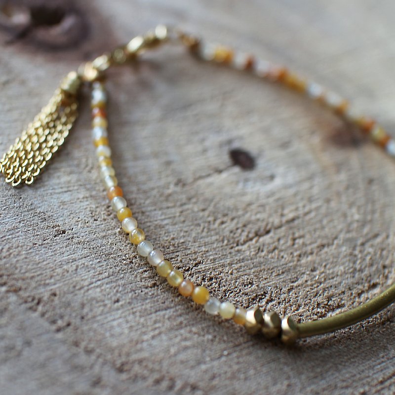 Muse natural wind series NO.56 yellow topaz fine copper bracelet - Bracelets - Other Materials Yellow
