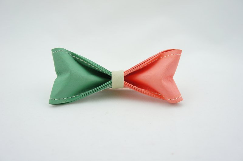 「Paper Bowtie」紙領結 雙色系列- No.237（薄荷綠 草莓粉）【聖誕禮物/聖誕風格穿搭/聖誕飾品/領帶外首選】 - 領帶/領帶夾 - 紙 粉紅色