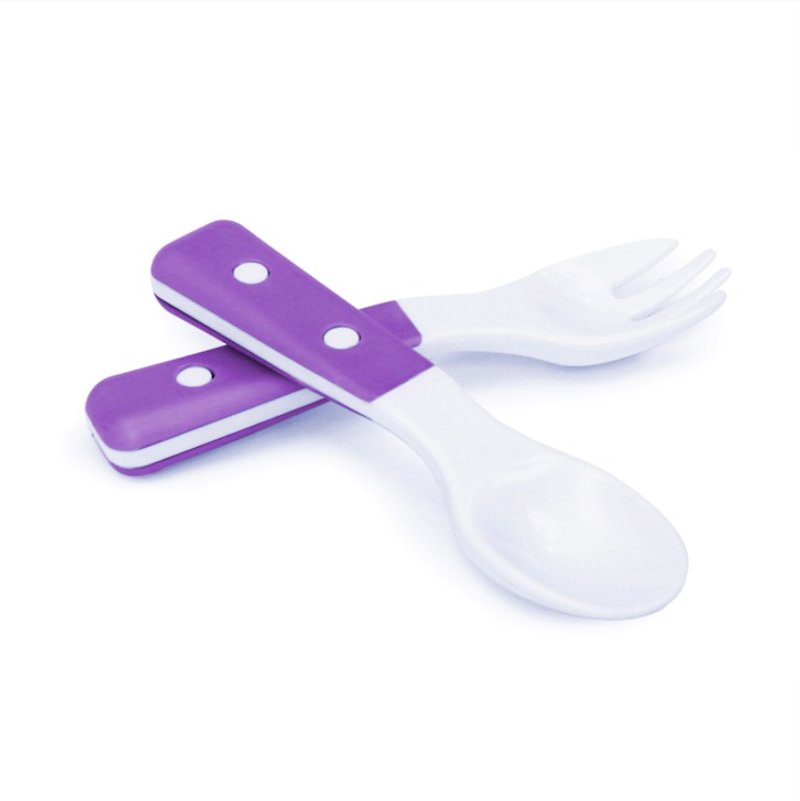 American MyNatural non-toxic children's tableware - lavender purple spoon fork group - จานเด็ก - พลาสติก สีม่วง
