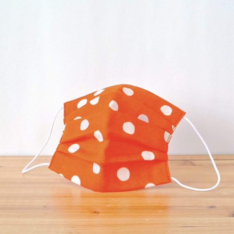 TEMARIYA | handmade mask Dot Orange | Japan manufacturing Great fit - Face Masks - Cotton & Hemp Red