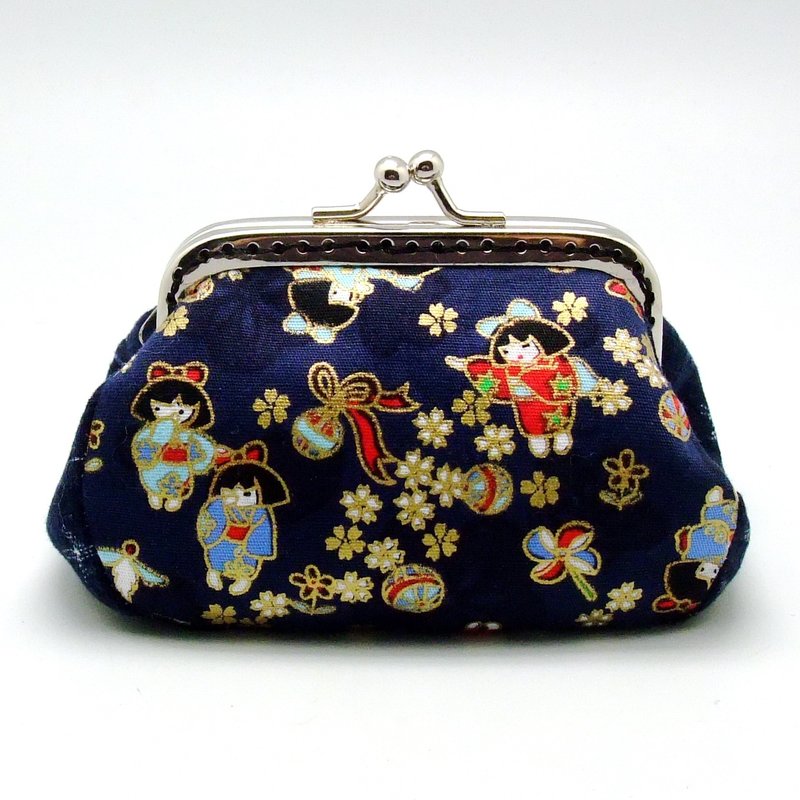 Small clutch / Coin purse (S-272) - กระเป๋าใส่เหรียญ - ผ้าฝ้าย/ผ้าลินิน สีน้ำเงิน